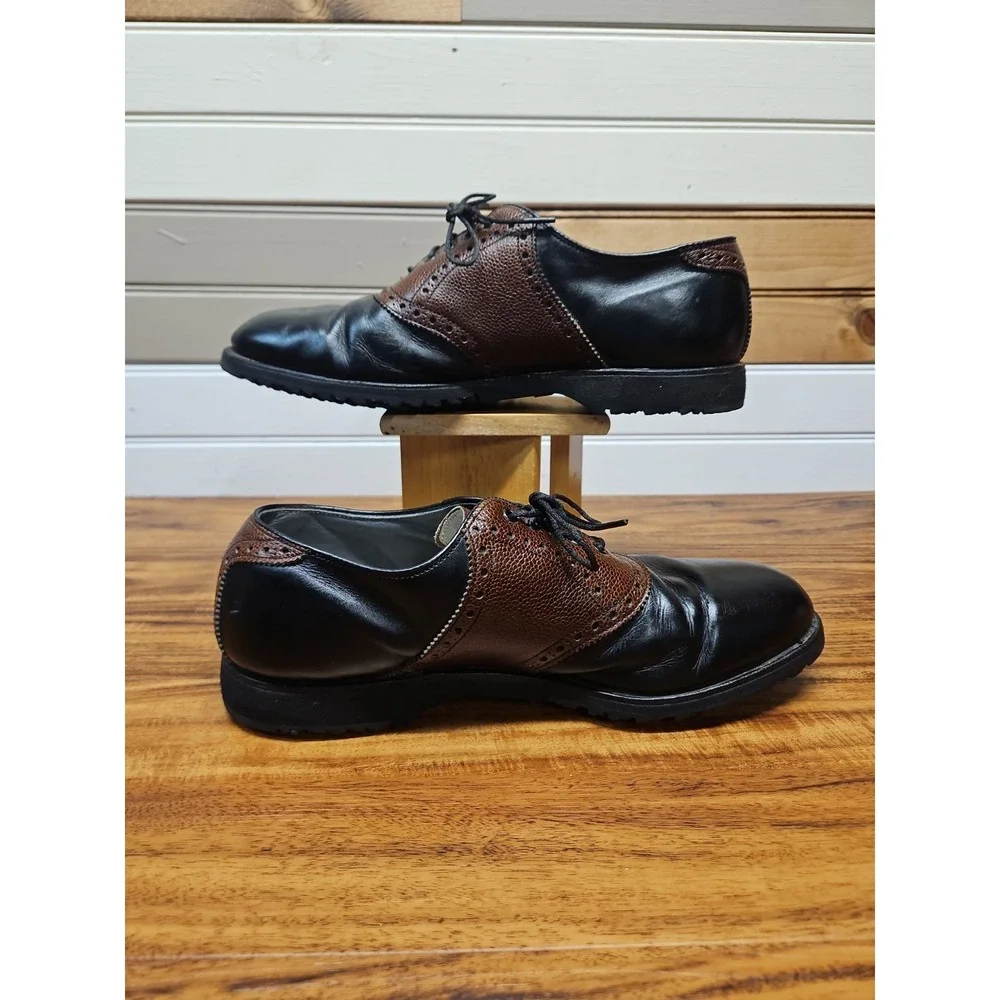Footjoy Classics Spikeless Leather Teaching Golf Shoe Black Brown Saddle Size 9C